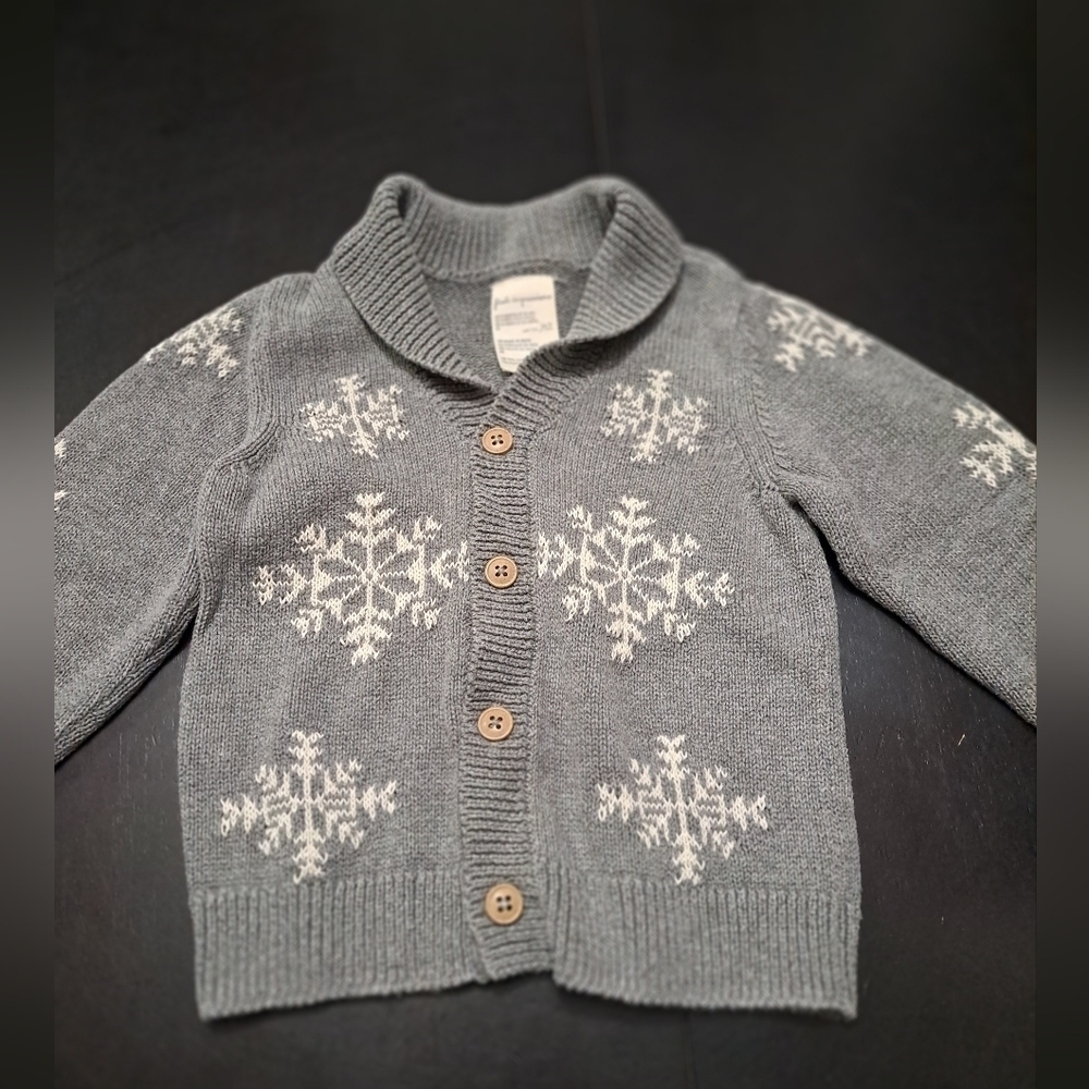 First Impressions Baby Boy's Snowflake Shawl Cardigan 24mo